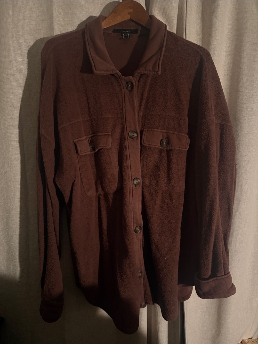 Brown Button-Up Fleece Jacket